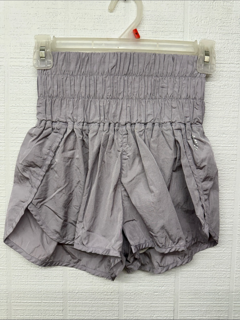 Free People Get ur Flirt on smocking High-Waist Light Purple-Gray Shorts